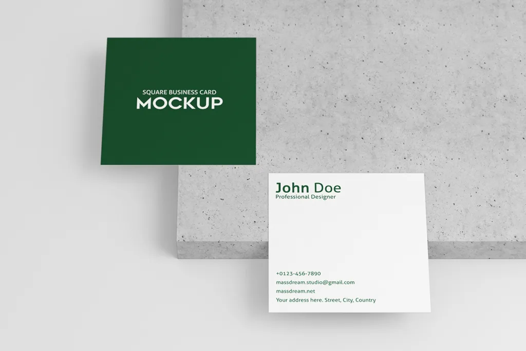 Square Business Card Mockup by MassDream Studio